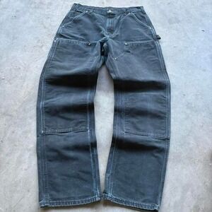 Vintage Carhartt 32x32 Black Double Knee Pants Made in USA Riveted Workwear